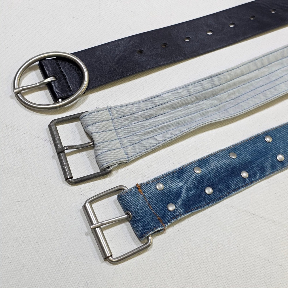 Belt Bundle Women Large Multicolor Denim Studded Faux Leather Y2K Lot